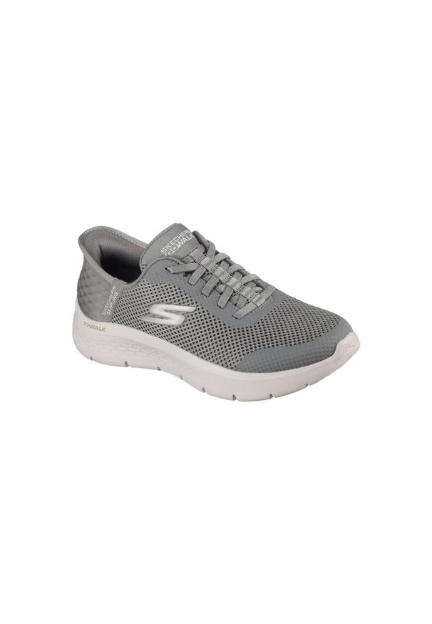 skechers - Kapcie SKECHERS SLIP-INS GO WALK FLEX Zielony. Kolor: zielony. Materiał: tkanina. Model: Skechers Sport. Sport: bieganie