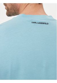 Karl Lagerfeld - KARL LAGERFELD T-Shirt 755071 542251 Niebieski Regular Fit. Typ kołnierza: dekolt w karo. Kolor: niebieski. Materiał: bawełna #3