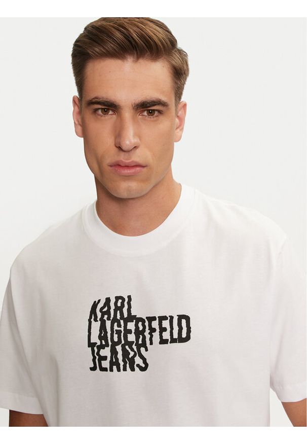 Karl Lagerfeld Jeans T-Shirt 246D1711 Biały Regular Fit. Kolor: biały. Materiał: bawełna