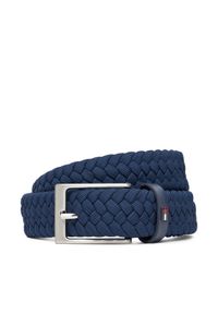 TOMMY HILFIGER - Tommy Hilfiger Pasek Męski Layton Elastic AM0AM13570 Niebieski. Kolor: niebieski. Materiał: materiał