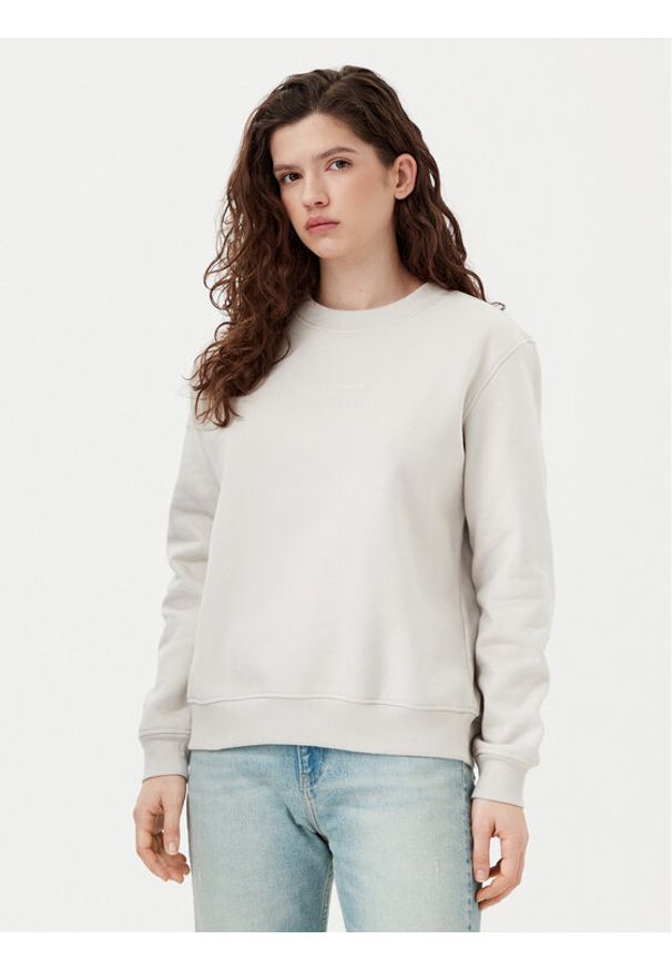 Calvin Klein Jeans Bluza Institutional Graphic J20J224731 Beżowy Regular Fit. Kolor: beżowy. Materiał: syntetyk, bawełna
