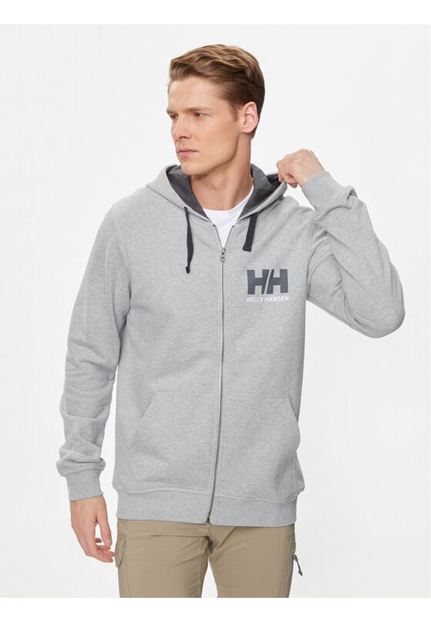 Helly Hansen Bluza Hh Logo Full Zip Hoodie 34163 Szary Regular Fit. Kolor: szary. Materiał: bawełna