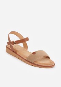 Renee - Ciemnobeżowe Sandały VICES w Stylu Basic z Paskiem z Klamerką Loretha. Okazja: na co dzień. Zapięcie: pasek. Kolor: beżowy. Styl: casual, street #5