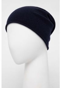 Karl Lagerfeld czapka wełniana kolor granatowy z cienkiej dzianiny wełniana. Kolor: niebieski. Materiał: wełna, dzianina #3
