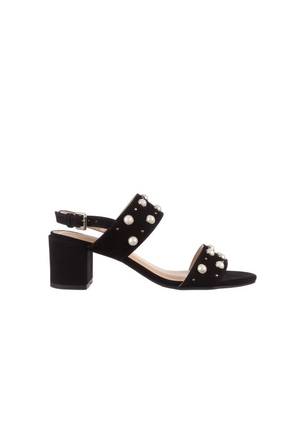 Sandały Bayla-065 4309787 Czarny, Skóra naturalna - 37. Okazja: na spotkanie biznesowe, do pracy. Nosek buta: otwarty. Kolor: czarny. Materiał: skóra. Wzór: aplikacja. Obcas: na obcasie. Styl: elegancki, biznesowy. Wysokość obcasa: średni