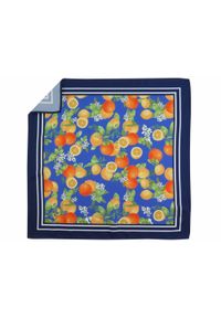 Adam Collection - Granatowa/niebieska poszetka w pomarańcze E268. Kolor: niebieski #1