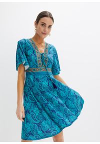 bonprix - Sukienka z nadrukiem. Kolor: niebieski. Wzór: nadruk #1