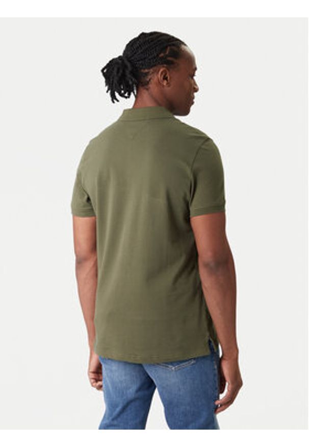Tommy Jeans Polo DM0DM20676 Khaki Slim Fit. Typ kołnierza: polo. Kolor: brązowy. Materiał: bawełna