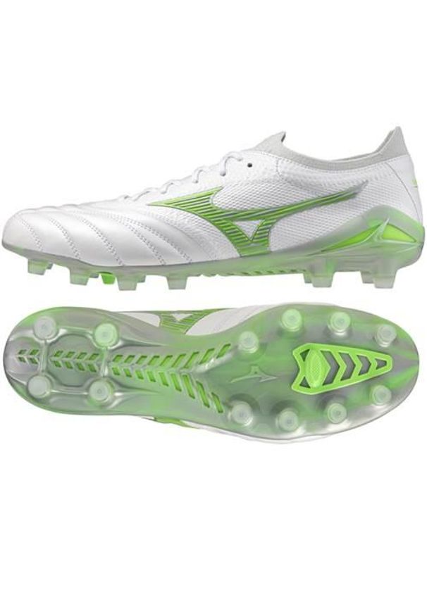 Buty piłkarskie męskie Mizuno Morelia Neo Iv Japan Fg. Zapięcie: sznurówki. Kolor: biały. Materiał: syntetyk, tkanina, skóra, materiał. Szerokość cholewki: normalna. Sport: piłka nożna