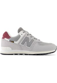 Buty dziecięce New Balance GC574KBR – szare. Okazja: na co dzień. Kolor: szary. Materiał: guma, tkanina, skóra, zamsz. Szerokość cholewki: normalna. Model: New Balance 574