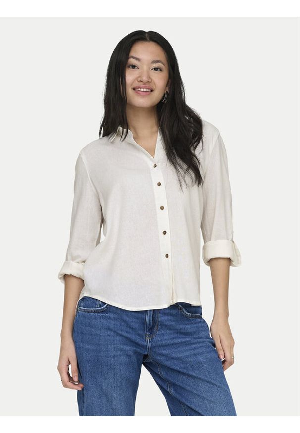 only - ONLY Koszula Goa 15363991 Biały Loose Fit. Kolor: biały. Materiał: len