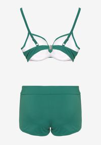 Born2be - Zielone Bikini Dwuczęściowe Stanik na Zatrzask i Majtki Szorty z Wysokim Stanem Wurbia. Stan: podwyższony. Kolor: zielony #5