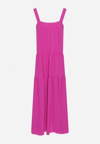 Born2be - Fioletowa Sukienka o Rozkloszowanym Kroju z Wiązaniem z Tyłu Savinelle. Okazja: na co dzień, na imprezę. Kolor: fioletowy. Styl: elegancki, casual #3