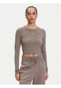 Nike Bluzka Chill Knit HF5322 Brązowy Regular Fit. Kolor: brązowy. Materiał: bawełna #1