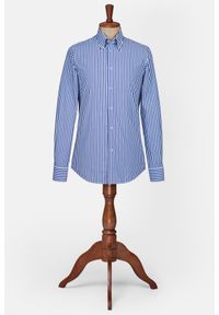 Lancerto - Koszula w Niebieski Prążek Vasto. Okazja: na co dzień. Typ kołnierza: button down. Kolor: niebieski. Materiał: tkanina, bawełna. Wzór: prążki. Styl: casual, klasyczny, vintage #1