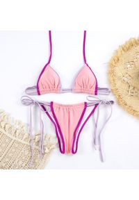 Intica - Bikini plażowe minimalistyczne z wysokiej jakości materiału Theres. Kolor: różowy. Materiał: materiał