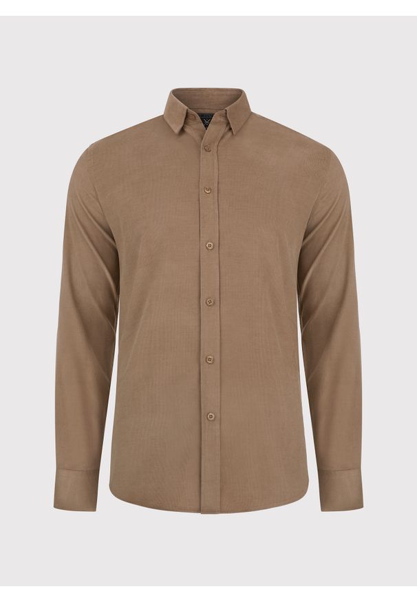 Pako Lorente - PAKO LORENTE – Sztruksowa koszula męska w kolorze beżowym. Kolor: czarny, beżowy. Materiał: sztruks. Długość rękawa: długi rękaw. Długość: długie