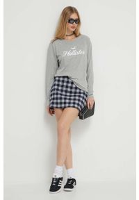 Hollister Co. longsleeve damski kolor szary. Kolor: szary. Materiał: dzianina, prążkowany. Długość rękawa: długi rękaw #3