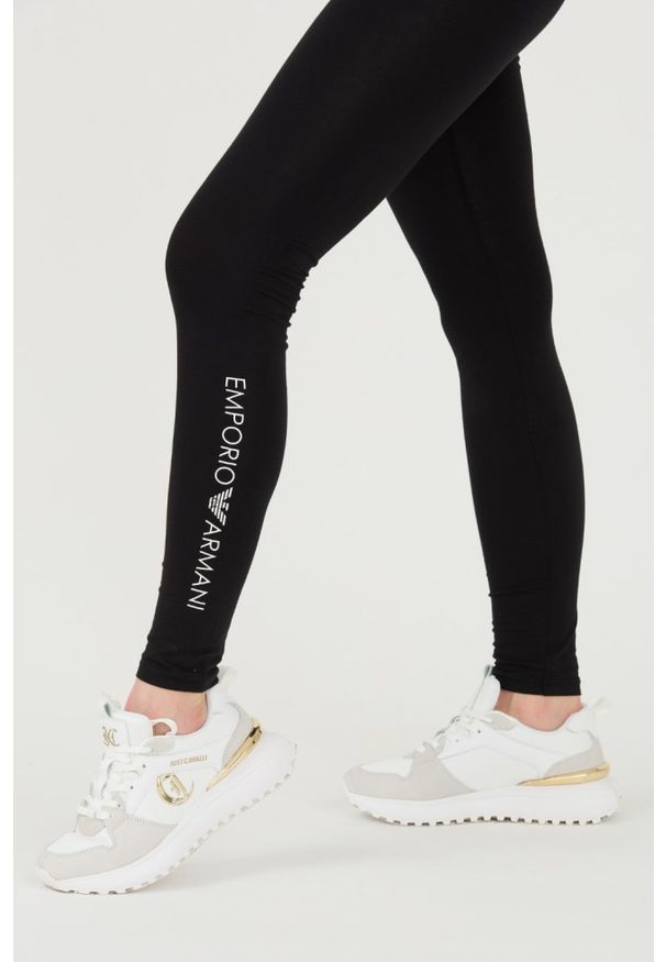Emporio Armani - EMPORIO ARMANI Czarne legginsy Stretch Logo. Kolor: czarny