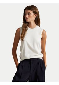 Polo Ralph Lauren Sweter 211972111002 Biały Straight Fit. Typ kołnierza: polo. Kolor: biały. Materiał: bawełna