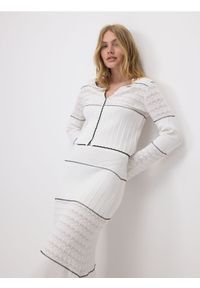 Reserved - Cienki kardigan - kremowy. Kolor: kremowy. Materiał: dzianina, wiskoza #1