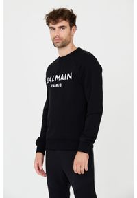 Balmain - BALMAIN Czarna męska bluza Printed Sweatshirt, Rozmiar S. Kolor: czarny