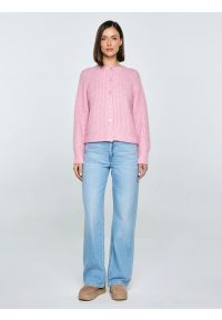 Big-Star - Kardigan damski różowy Rosina 600. Kolor: różowy. Materiał: skóra, materiał. Długość: krótkie #4