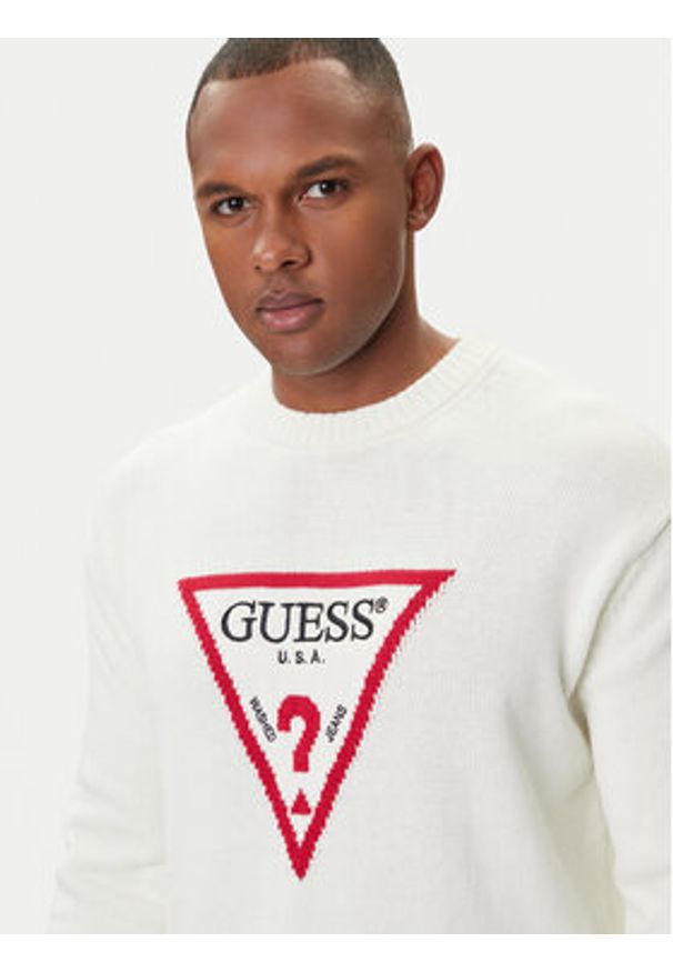 Guess Jeans Sweter M4BR32 Z3HM1 Écru Regular Fit. Materiał: bawełna