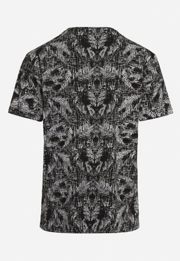 Born2be - Czarna Koszulka z Bawełny w Abstrakcyjny Print Laeliana. Okazja: na co dzień. Kolor: czarny. Materiał: bawełna. Wzór: nadruk. Styl: casual