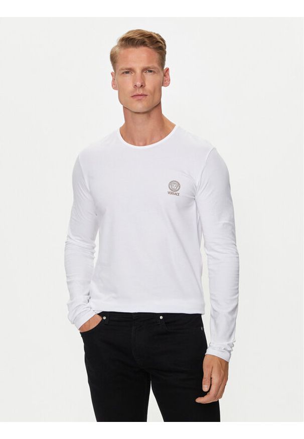 VERSACE - Versace Longsleeve AUU01007 1A10011 Biały Regular Fit. Kolor: biały. Materiał: bawełna. Długość rękawa: długi rękaw