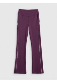 4f - 4F Legginsy z rozszerzanymi nogawkami damskie - burgundowe XXL. Okazja: na spacer. Stan: podwyższony. Kolor: czerwony. Materiał: dzianina, bawełna, materiał. Sport: turystyka piesza #1