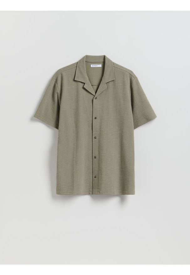 Reserved - Strukturalna koszula regular fit - jasnozielony. Kolor: zielony. Materiał: bawełna, dzianina