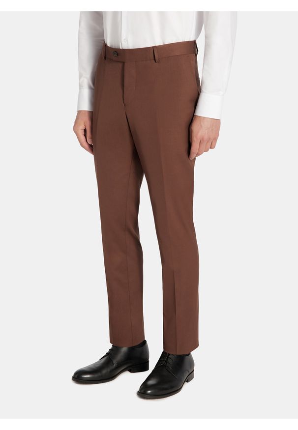 Pako Lorente - PAKO LORENTE – Spodnie garniturowe w kolorze brązowym. Kolor: brązowy. Materiał: poliester, wiskoza, elastan. Wzór: gładki. Styl: elegancki