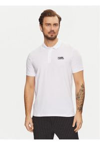 Karl Lagerfeld - KARL LAGERFELD Polo 745088 551235 Biały Regular Fit. Typ kołnierza: polo. Kolor: biały. Materiał: bawełna