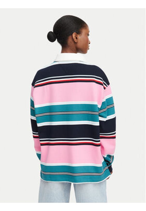 Tommy Jeans Polo DW0DW23483 Kolorowy Regular Fit. Typ kołnierza: polo. Materiał: bawełna. Wzór: kolorowy