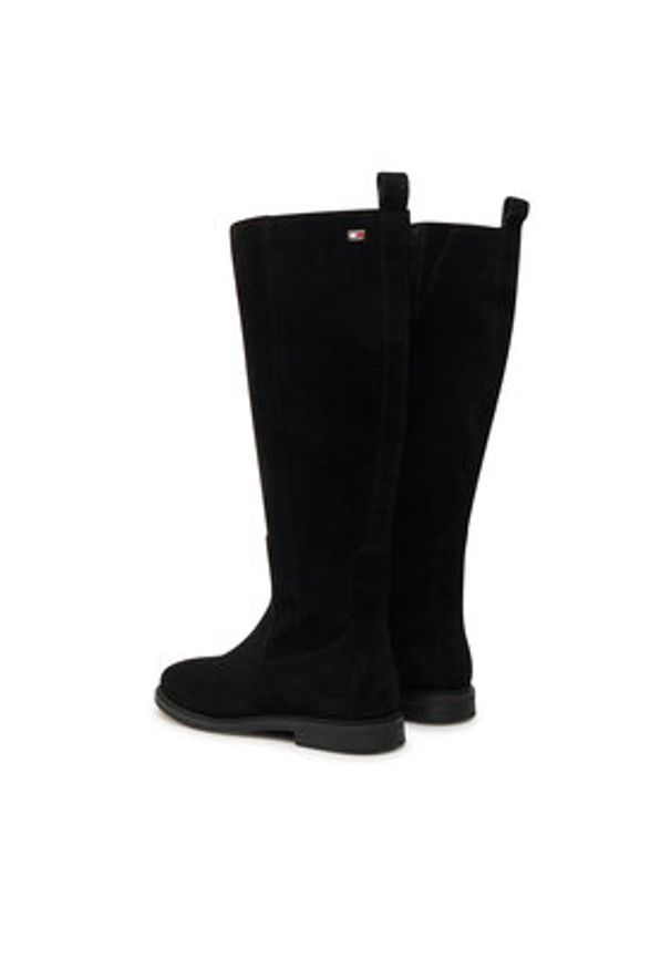 TOMMY HILFIGER - Tommy Hilfiger Kozaki Flag Suede Long Boot Zip FW0FW08178 Czarny. Kolor: czarny. Materiał: skóra