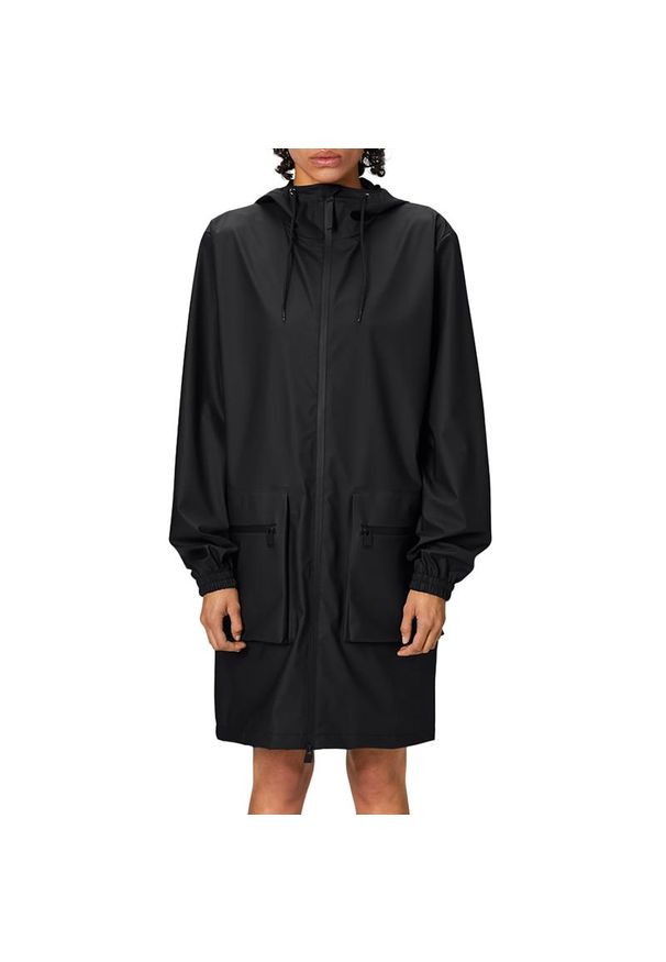 Kurtka Rains Cargo Long Jacket 19850-01 - czarna. Kolor: czarny. Materiał: poliester. Długość: długie