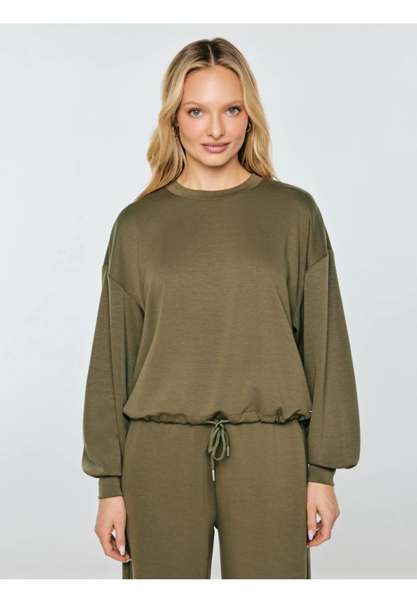 Big-Star - Bluza damska z wiskozy khaki Lunara 303. Kolor: zielony. Materiał: wiskoza. Styl: elegancki, klasyczny
