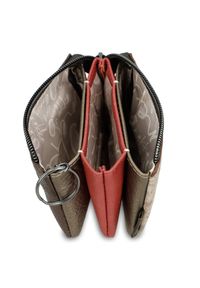 Beżowa Stylowa Portmonetka Damska Anekke. Kolor: beżowy. Wzór: aplikacja, haft #8