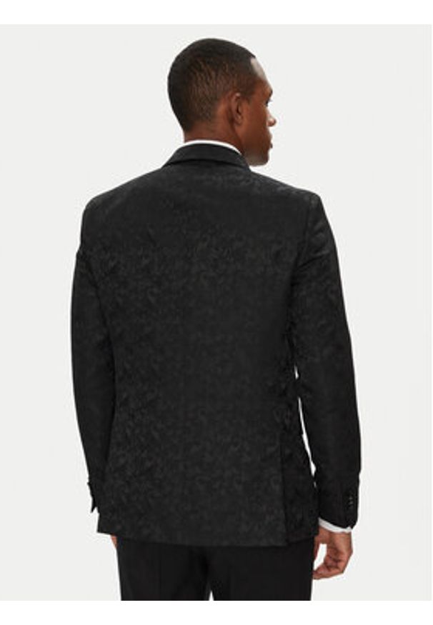 Karl Lagerfeld - KARL LAGERFELD Marynarka 155200 553038 Czarny Slim Fit. Typ kołnierza: dekolt w karo. Kolor: czarny. Materiał: syntetyk