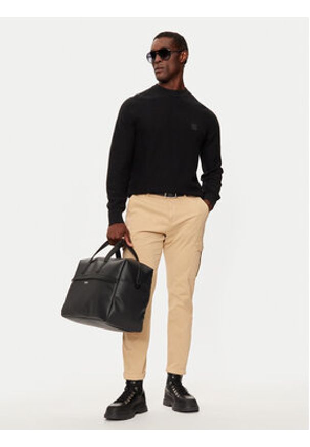 BOSS - Boss Sweter Anion_S 50527584 Czarny Regular Fit. Kolor: czarny. Materiał: bawełna