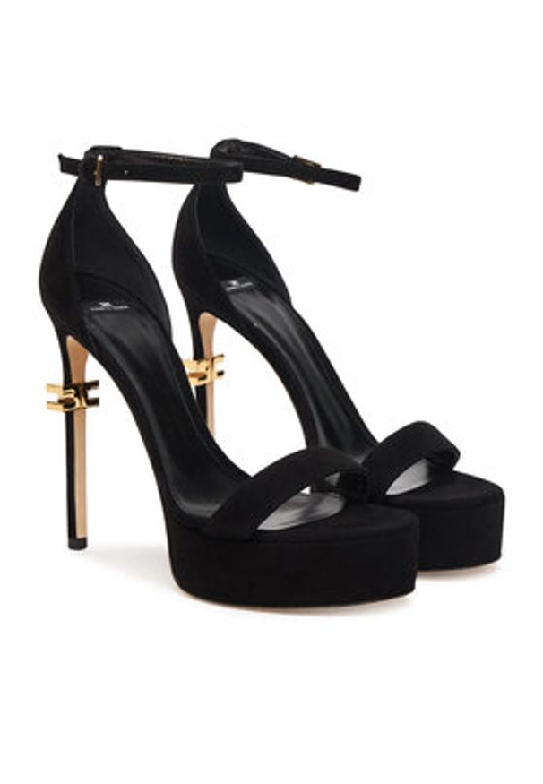 Elisabetta Franchi Sandały SA-44L-56E2-V660 Czarny. Kolor: czarny. Materiał: zamsz, skóra