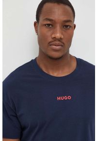 Hugo - HUGO t-shirt piżamowy kolor granatowy z nadrukiem. Kolor: niebieski. Wzór: nadruk