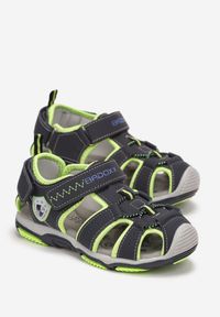 Born2be - Granatowo-Zielone Sportowe Sandały z Wkładką ze Skóry Naturalnej i Rzepami Docia. Zapięcie: rzepy. Kolor: niebieski. Materiał: skóra. Styl: sportowy #3