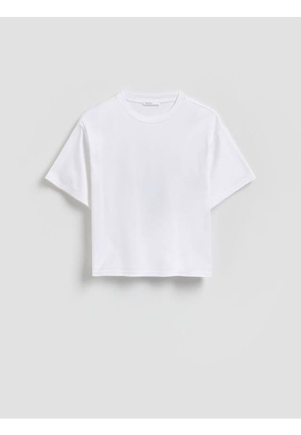 Reserved - T-shirt z modalem - biały. Kolor: biały. Materiał: bawełna