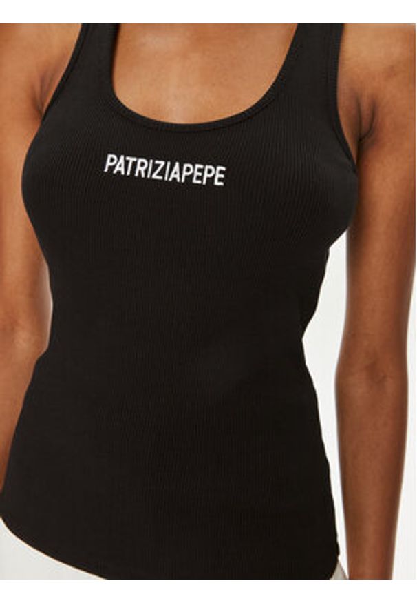 Patrizia Pepe Top 8M1617/J216-K103 Czarny Slim Fit. Kolor: czarny. Materiał: bawełna