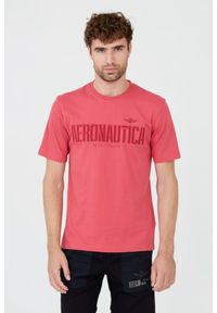 Aeronautica Militare - AERONAUTICA MILITARE Różowy bawełniany męski t-shirt. Kolor: różowy. Materiał: bawełna