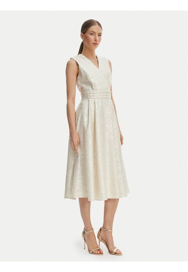 Rinascimento Sukienka koktajlowa CFC0127709003 Écru Regular Fit. Materiał: syntetyk. Styl: wizytowy