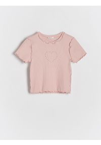 Reserved - T-shirt z aplikacją - brudny róż. Kolor: różowy. Materiał: bawełna. Wzór: aplikacja