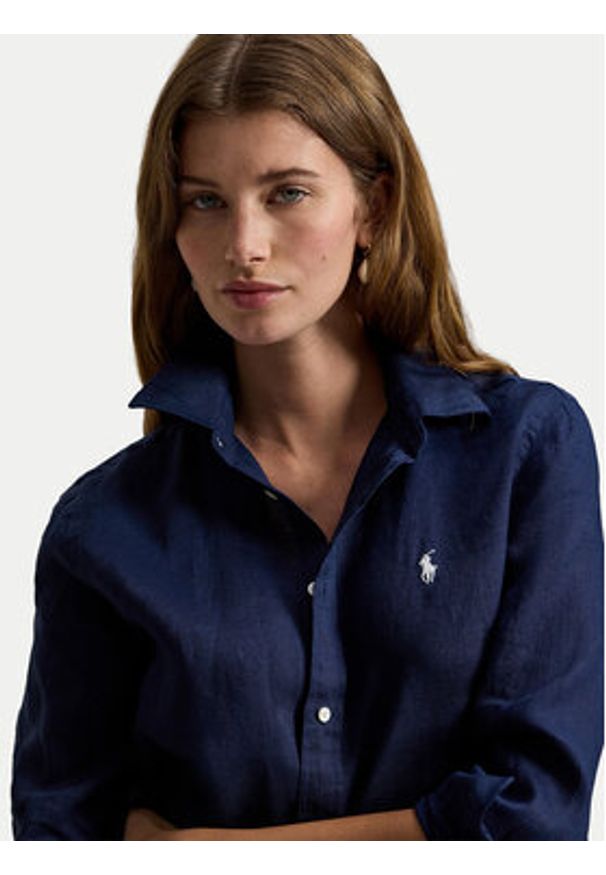 Polo Ralph Lauren Koszula 211970730519 Granatowy Classic Fit. Typ kołnierza: polo. Kolor: niebieski. Materiał: len
